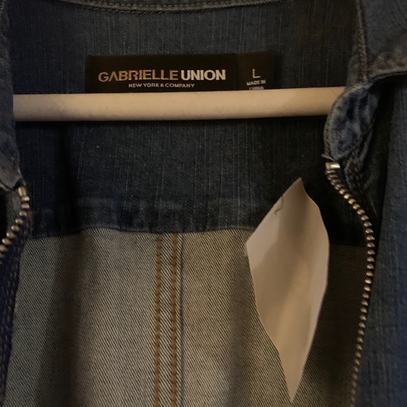 Blue denim jumper with belt quarter length sleeves - Picture 1 of 5